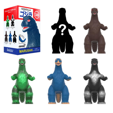 Super7 Toho Marusan Godzilla blind box 12-pack side view, great for shelf arrangements.