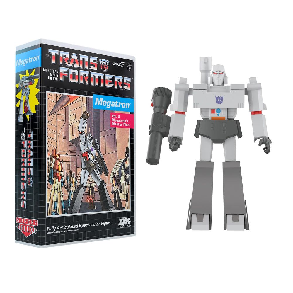 Super7 Megatron VHS box packaging displayed as a nostalgic Transformer centerpiece