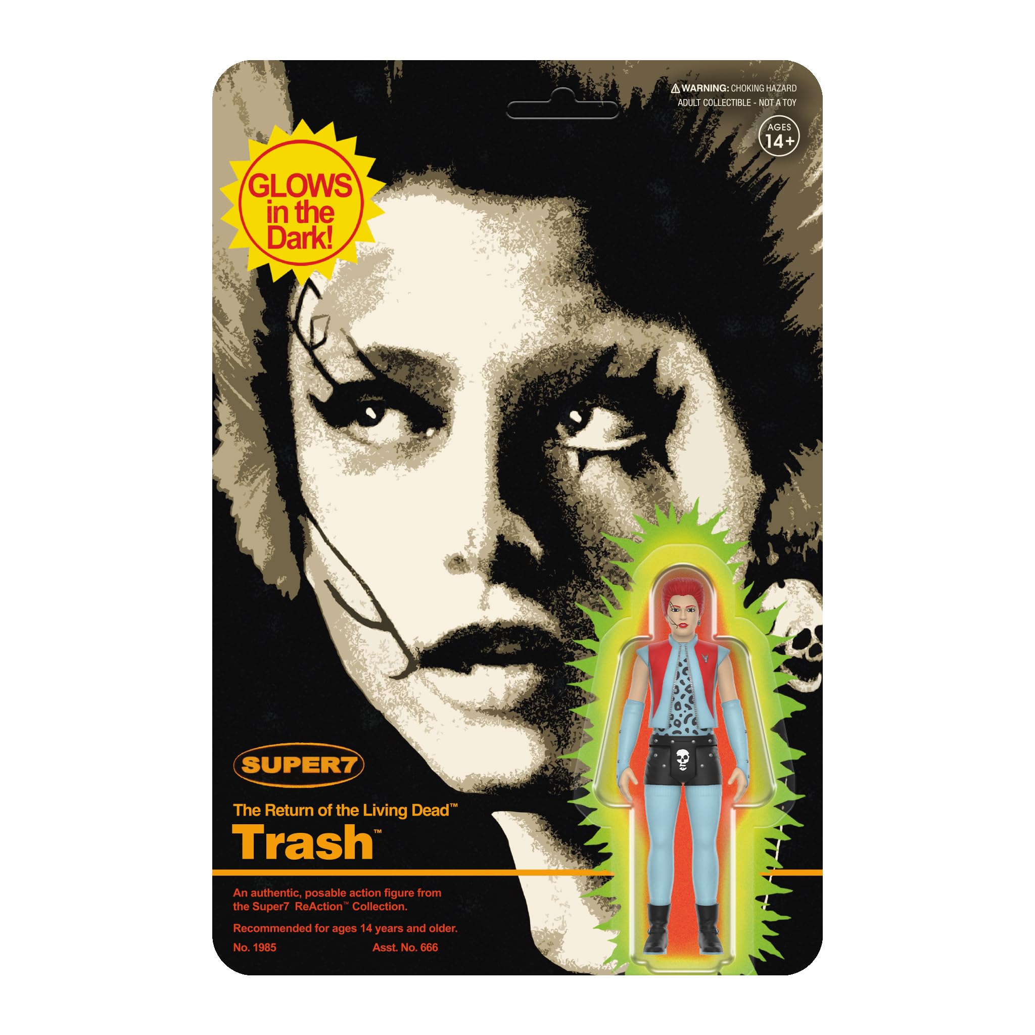 Super7 Trash Monster Glow figure front view, ideal for retro horror display.