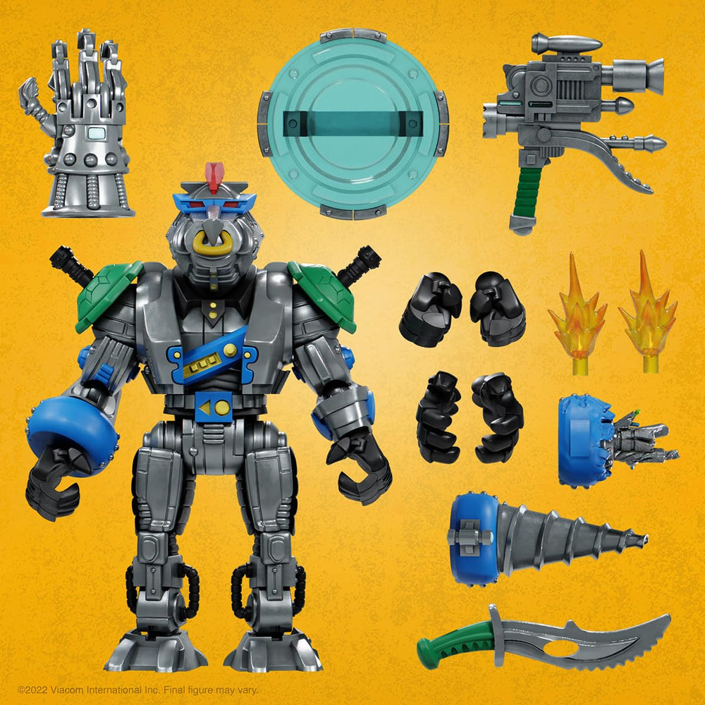 Super7 TMNT collection gains retro flair with Robotic Bebop display-ready accessories.