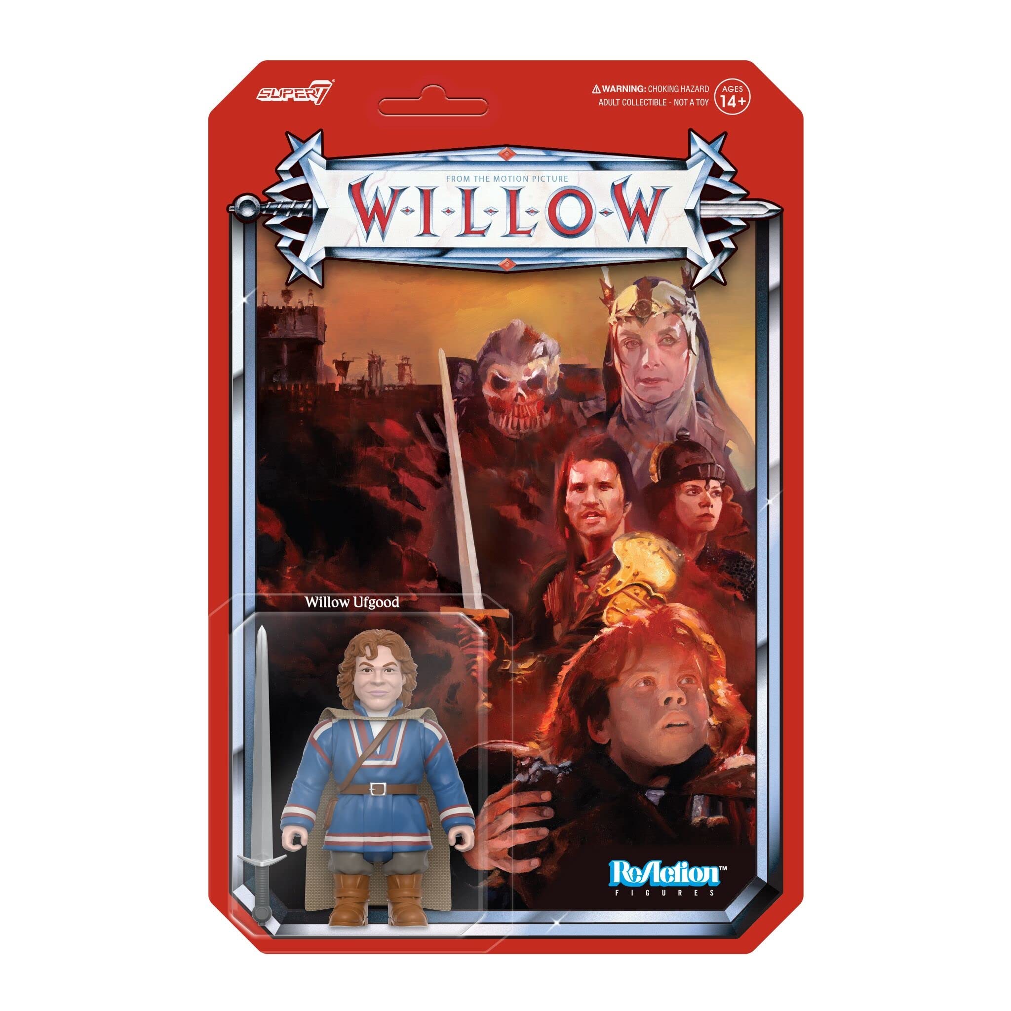 Super7 Willow Ufgood action figure front view in tunic and cape for display and collection.