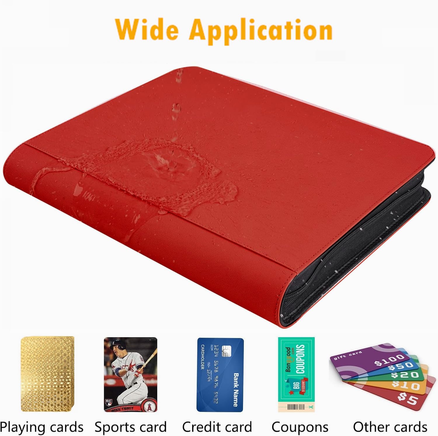 Superaimi binder handles sports, gaming, and business cards.