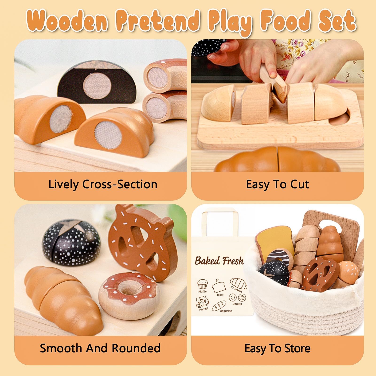 SUPERGFS wooden bakery set pretzels and coffee boost social kitchen scenarios