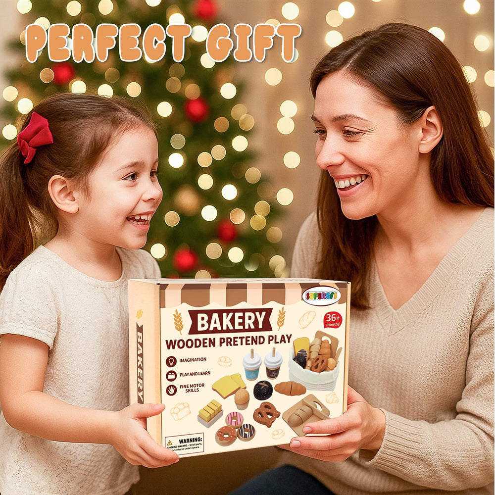 SUPERGFS wooden bakery set cotton tote bag for easy cleanup
