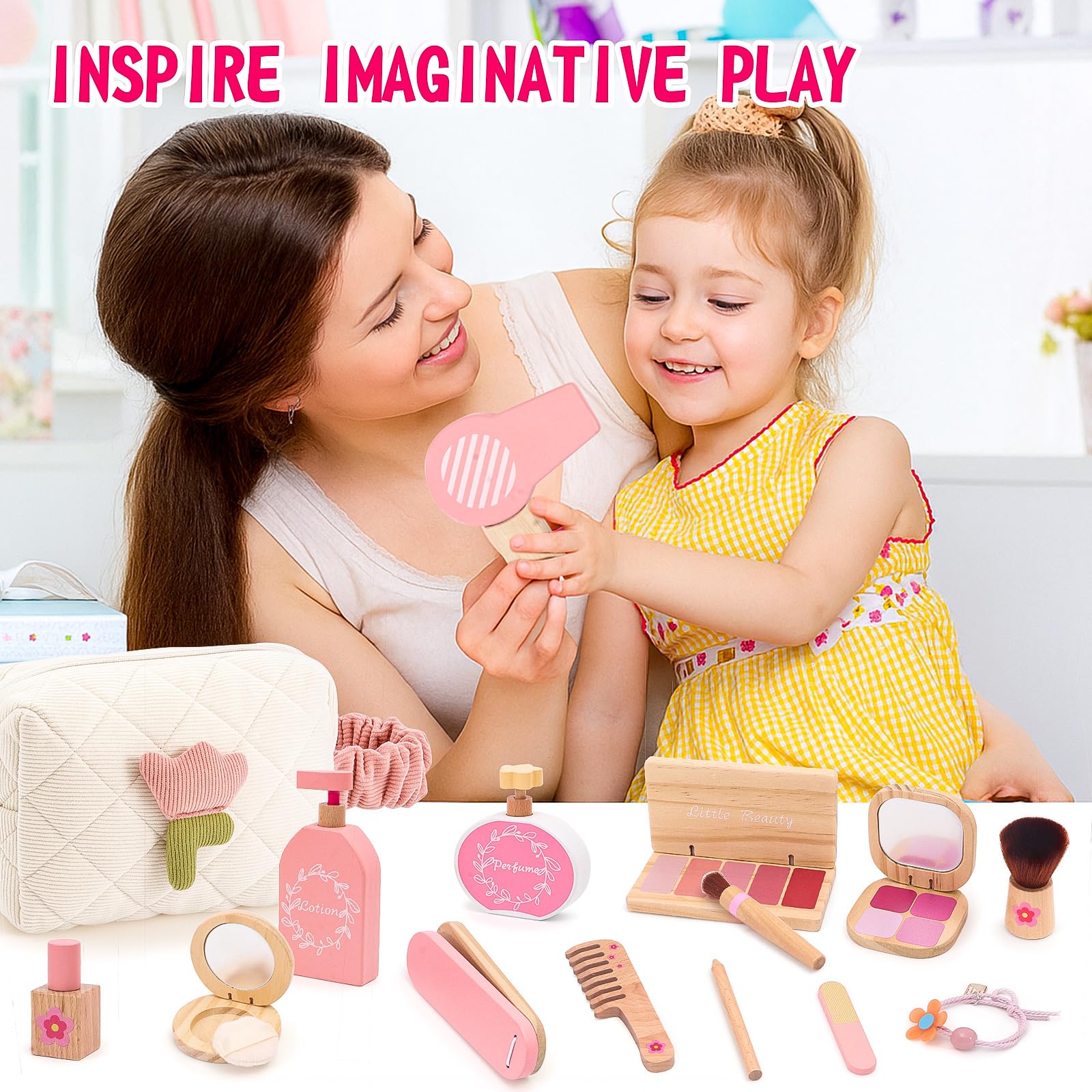 SUPERGFS wooden makeup set eyebrow pencil ready for imaginative routines and motor practice.