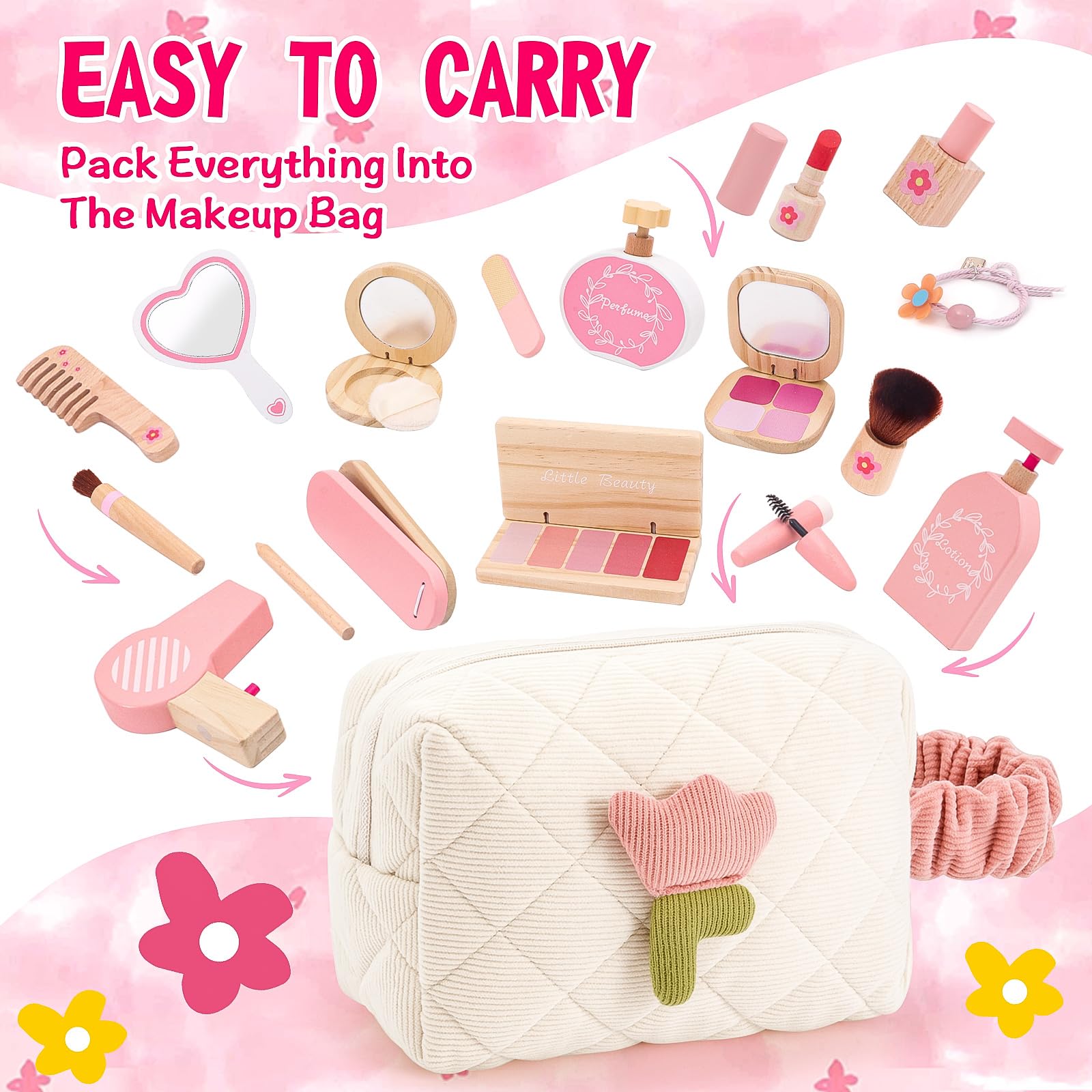SUPERGFS wooden makeup set nail polish and nail file for color exploration and care.