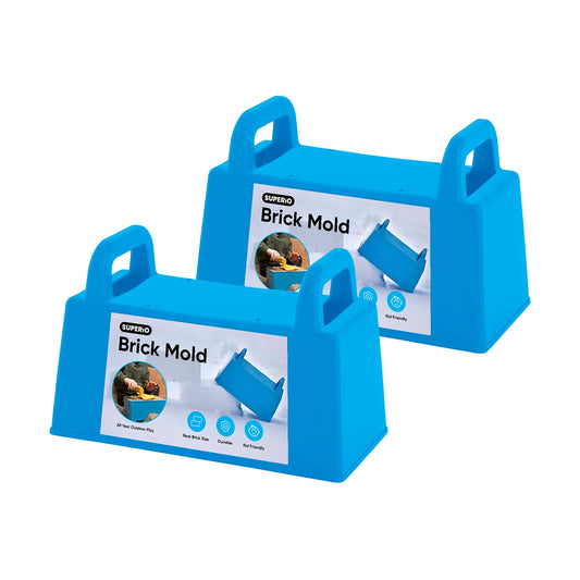 Superio Snow Brick Maker shows blue 2-pack brick blocks for quick snow builds