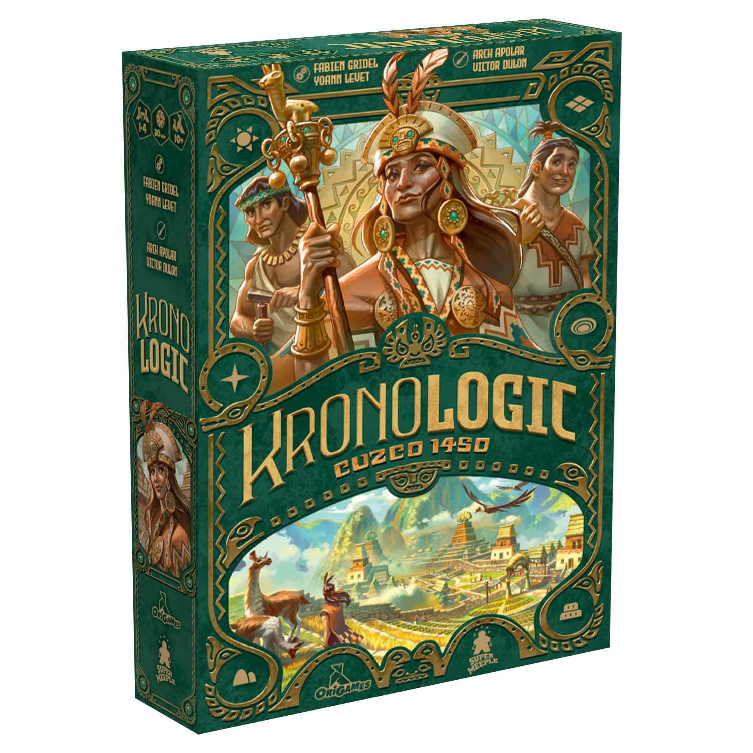 Super Meeple Kronologic Cuzco 1450 box ready for family mystery night and strategy.