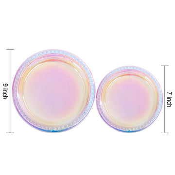Supernal iridescent 7-inch dessert plate with holographic sparkle for desserts.
