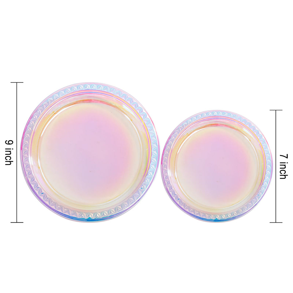 Supernal iridescent 7-inch dessert plate with holographic sparkle for desserts.