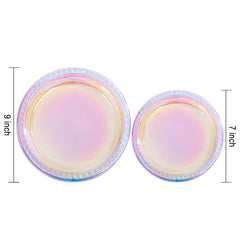Supernal iridescent 7-inch dessert plate with holographic sparkle for desserts.