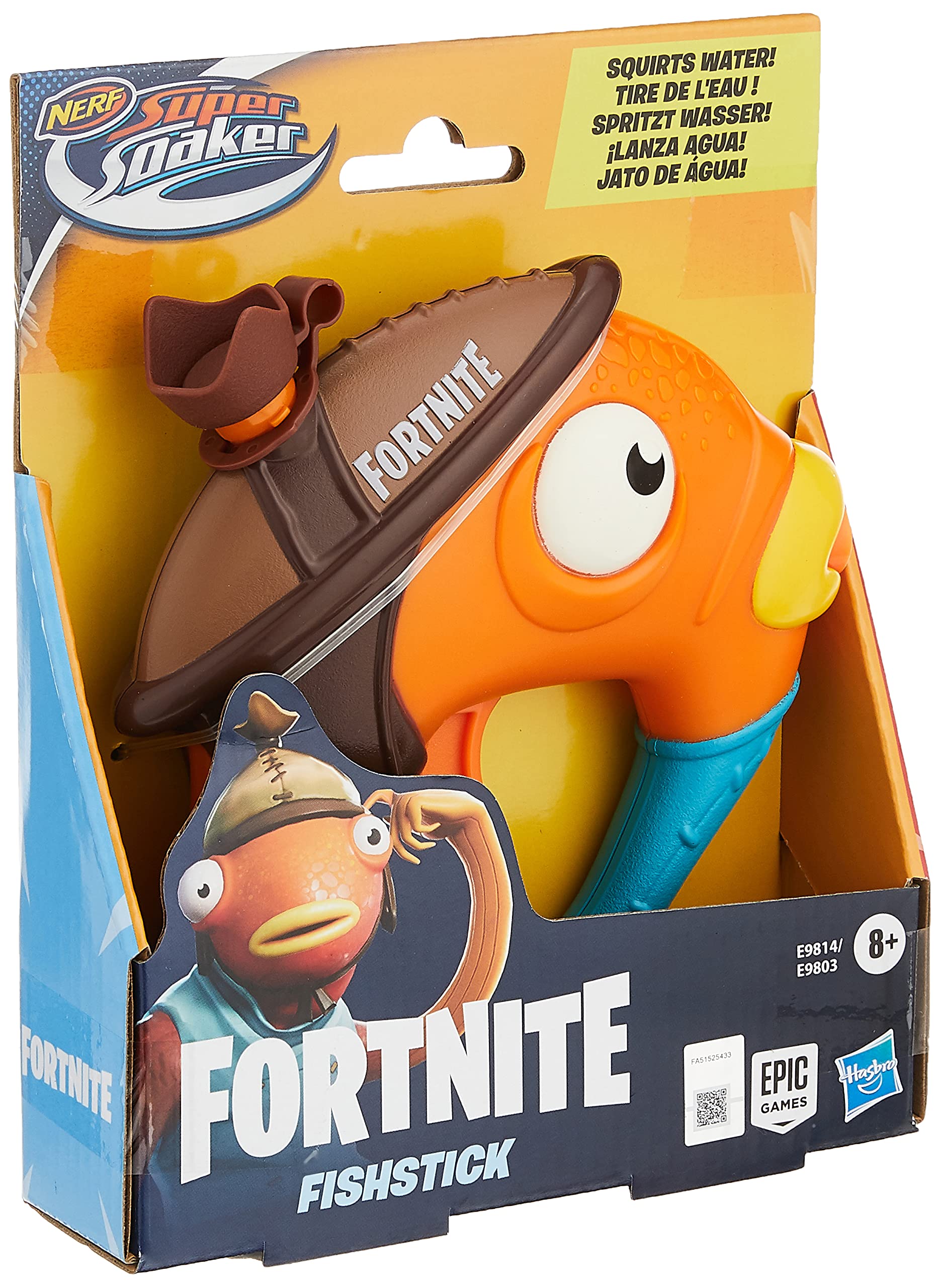 Super Soaker Fortnite Fishstick water blaster cap-fill action close-up