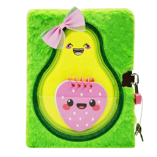 SuperStyle avocado plush diary cover inviting imaginative writing for kids.