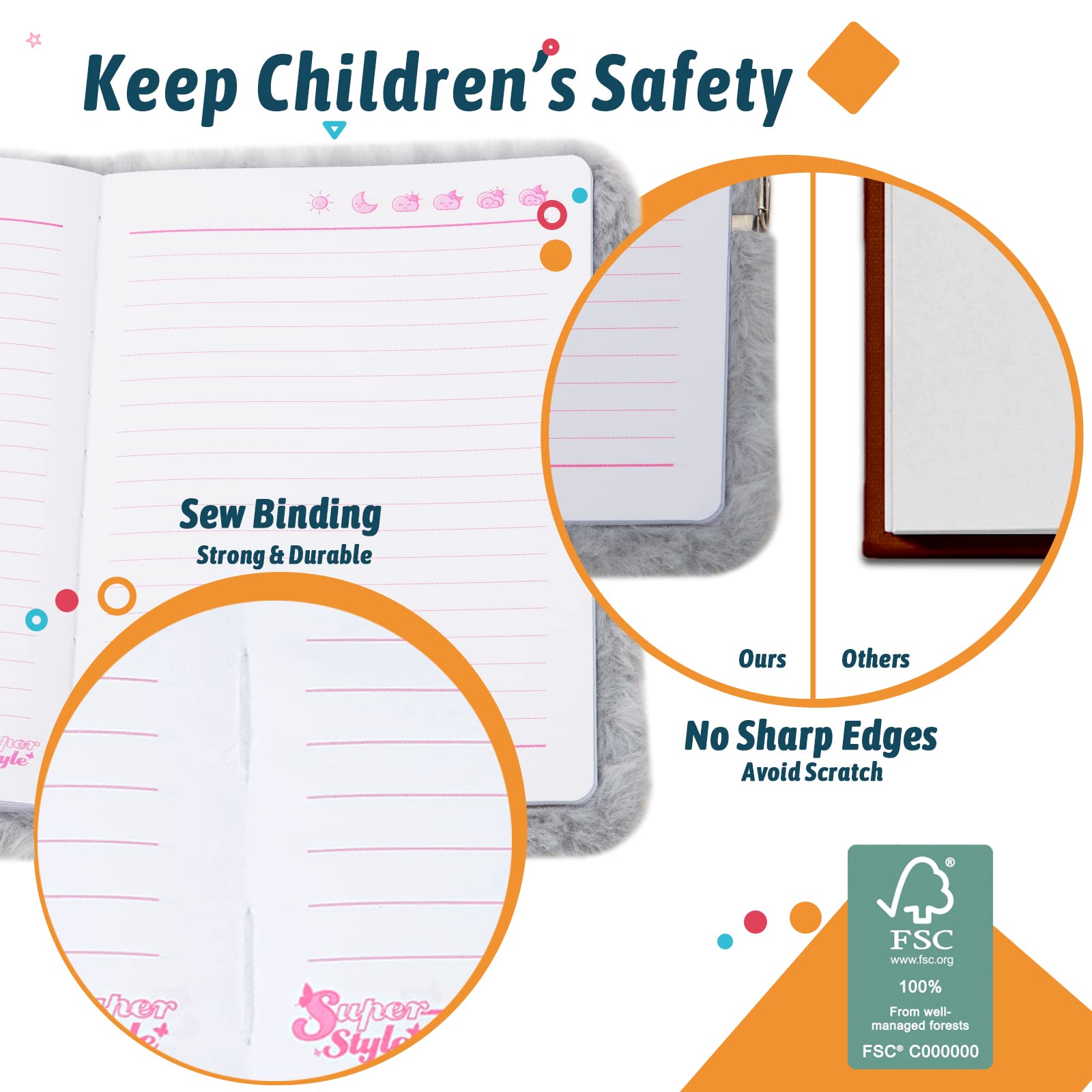 Soft plush material on SuperStyle Diary feels gentle and appealing to touch.