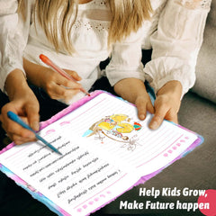 Girl writing in diary during quiet moments after school.