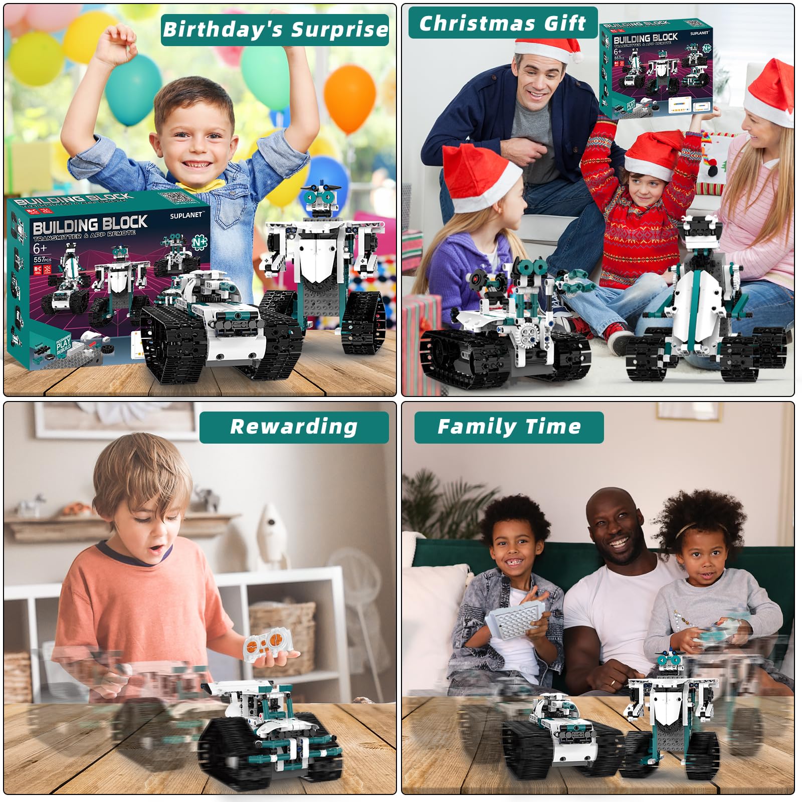 Suplanet parent-child robot-building moment promotes collaboration and shared discovery.