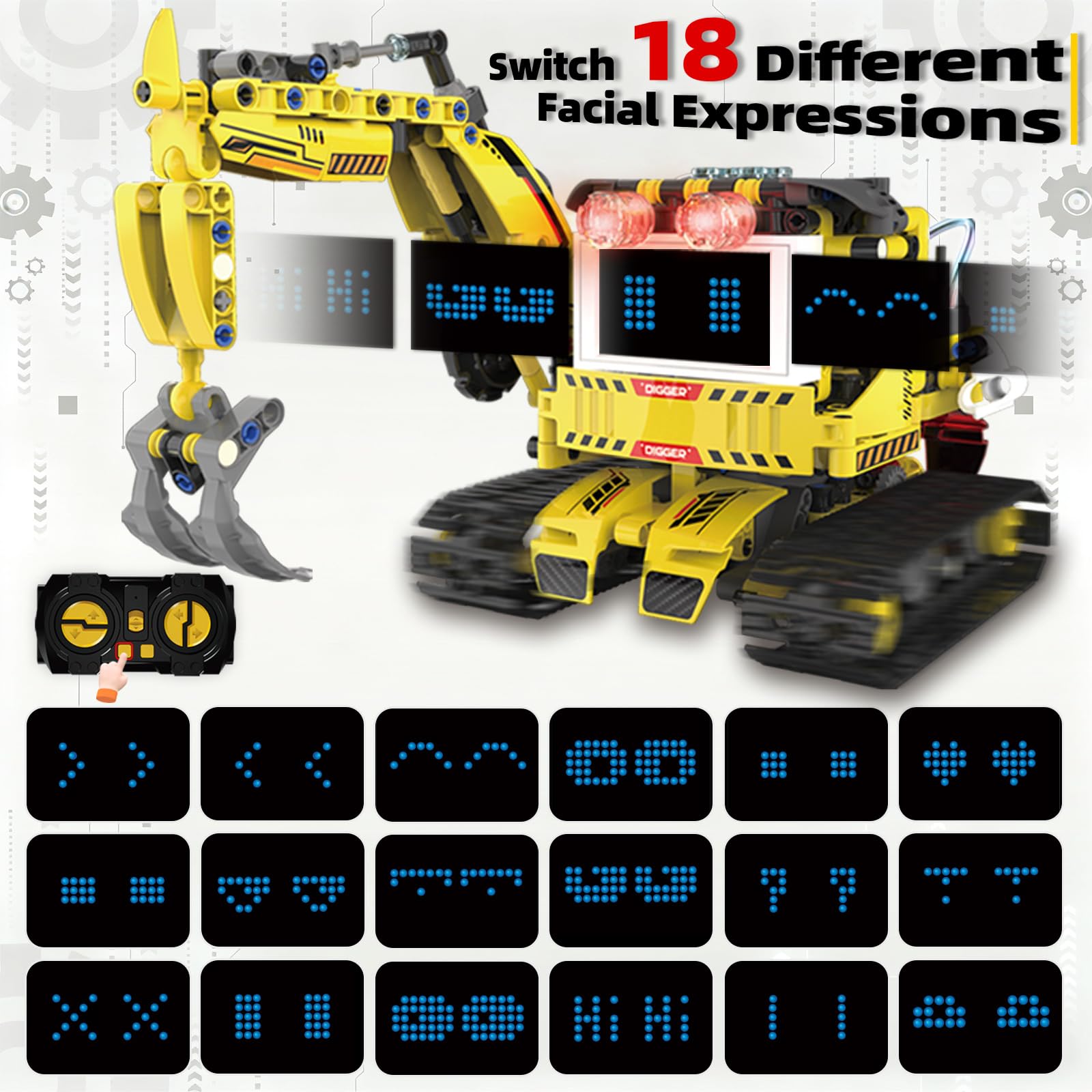 Suplanet robot with LED eyes showing expressions during play and learning