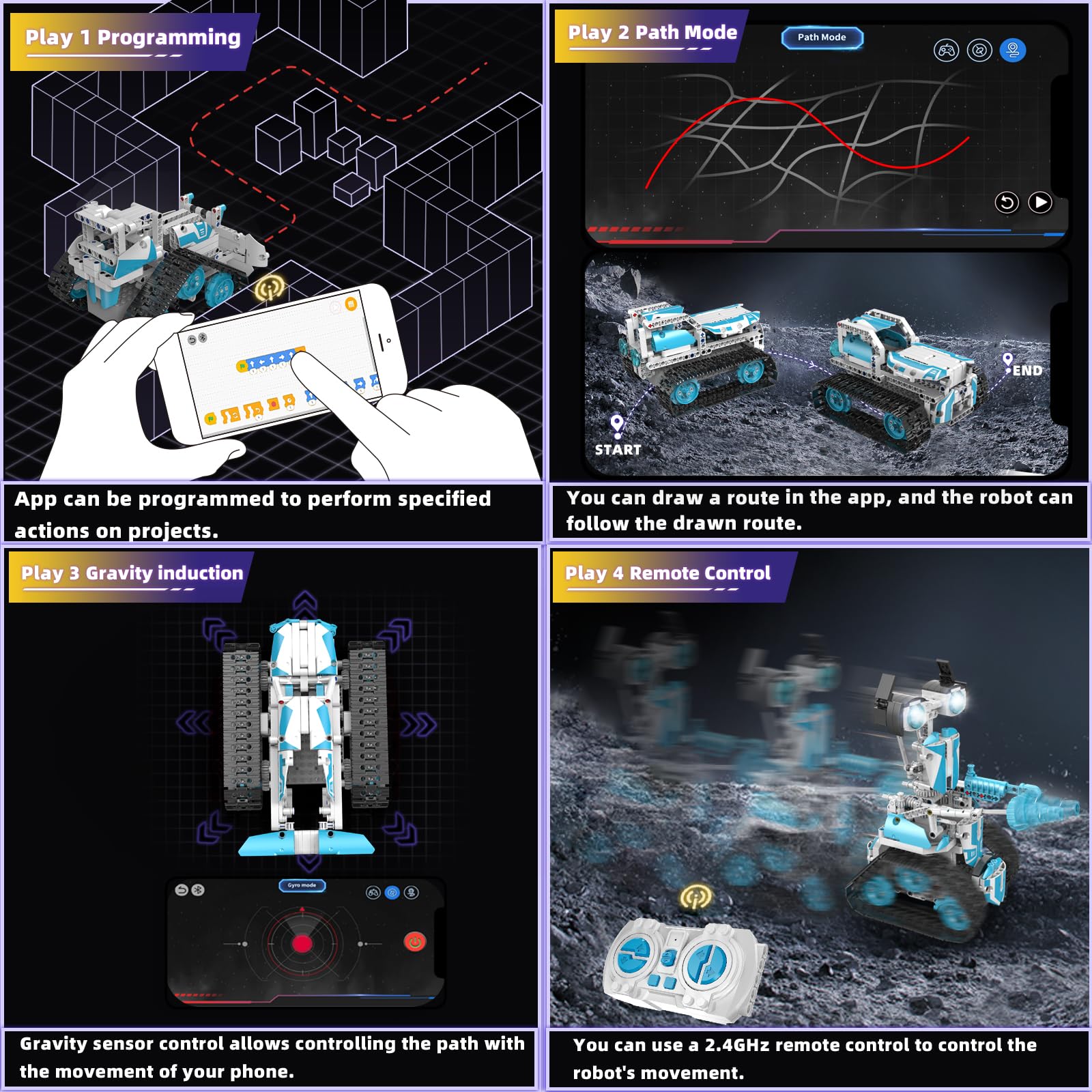 Suplanet STEM robot app control interface for programmable actions