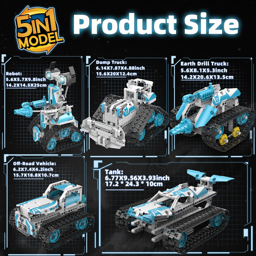 Suplanet STEM robot in multi-vehicle shapes including tracked robot and bulldozer