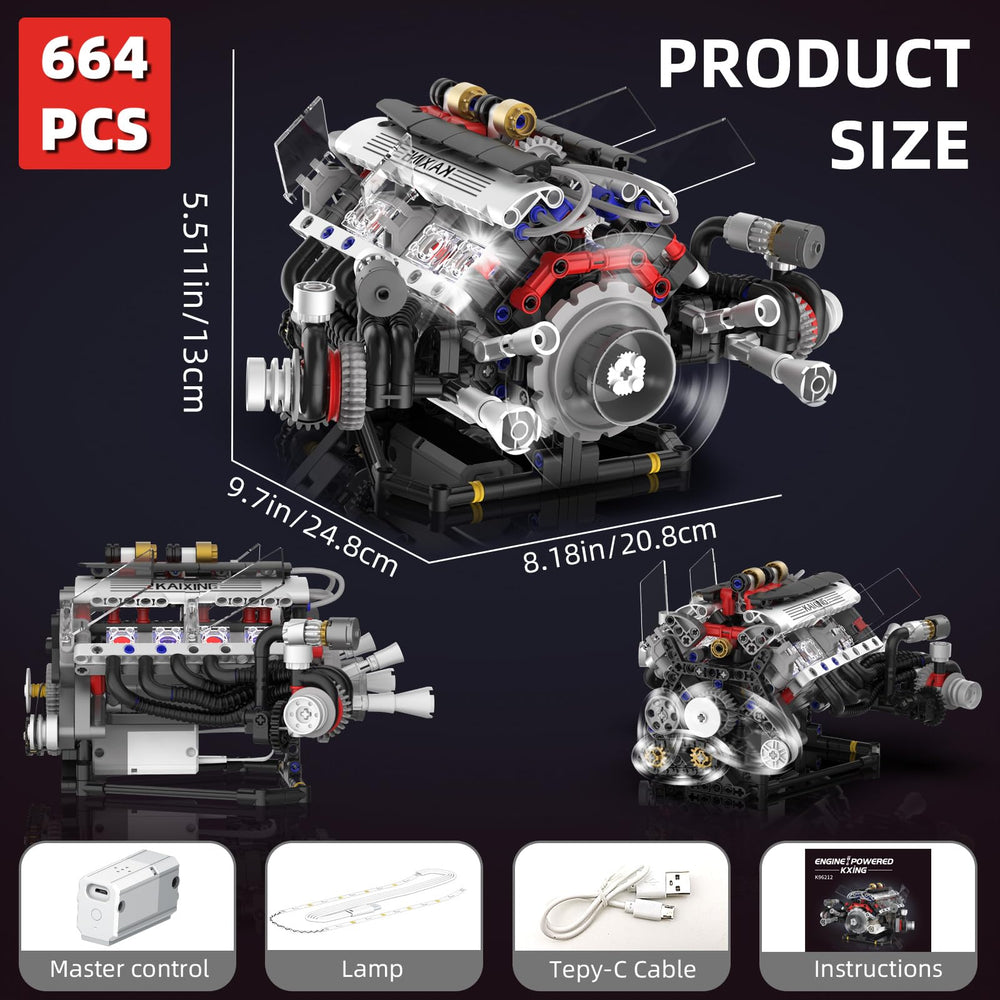 Suplanet V8 engine kit app control, adjust speed and hear engine sounds.