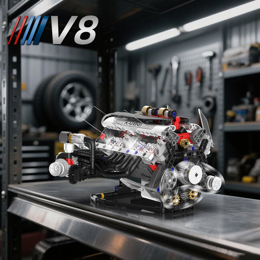 Suplanet V8 engine kit inner gear, showcases piston motion and realism.