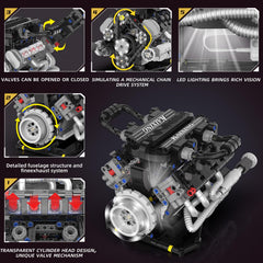 Suplanet V8 engine kit pistons in motion provide tactile insight into engine dynamics