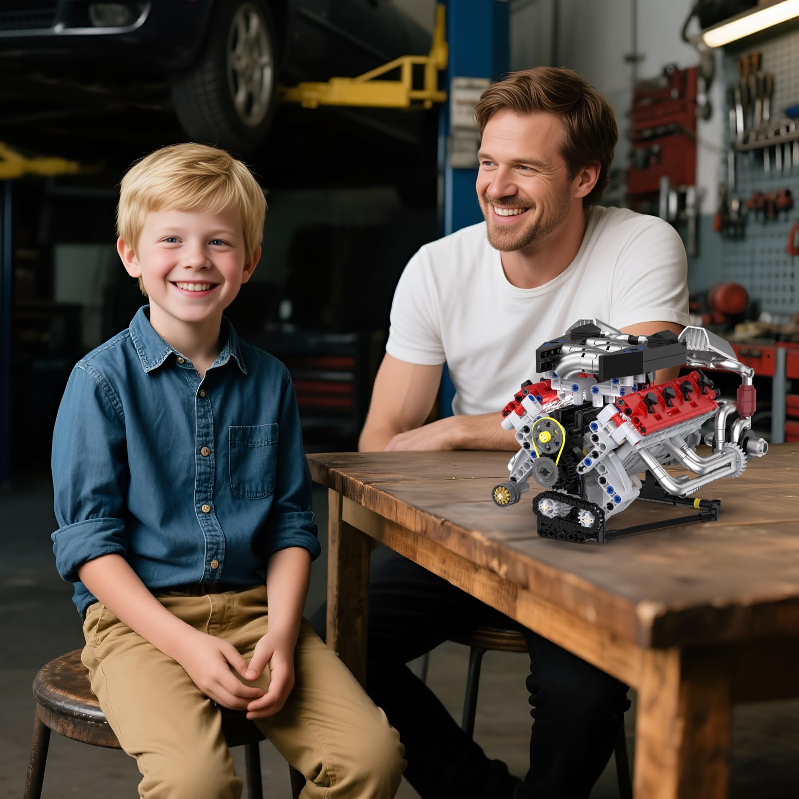 Gift-ready Suplanet V8 engine model kit for adults and kids 8+