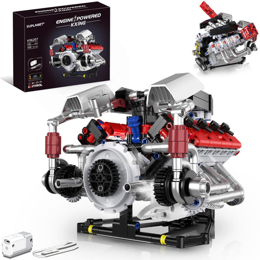 Supleplanet V8 engine model kit with LED interior illumination for immersive viewing