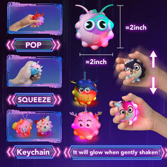 Supovil glow pop ball with vibrant colors, easy to squeeze for all ages.