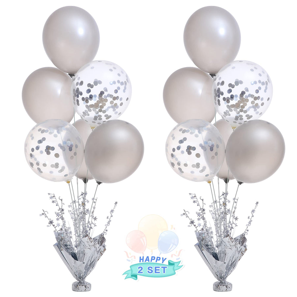 Suppromo 2-set silver balloon centerpieces for elegant party tables