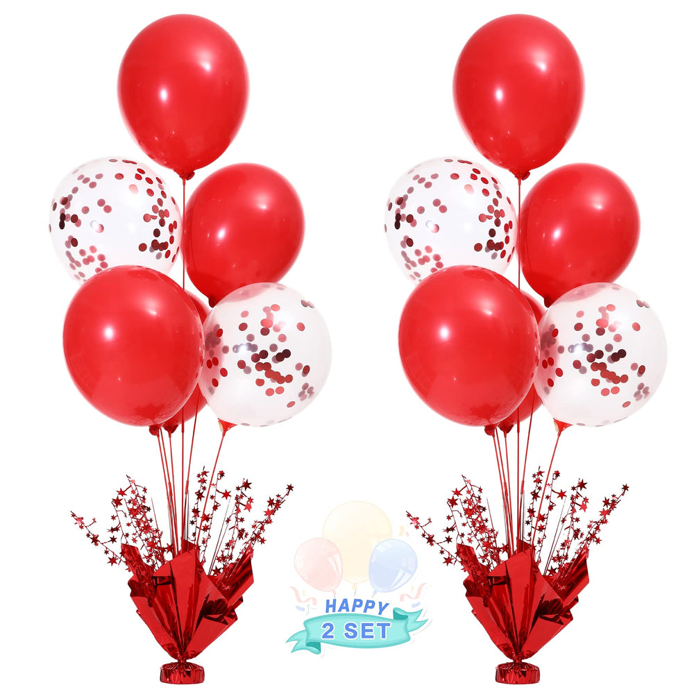 Suppromo 2-set red balloon centerpiece stands elevate table decor for parties.