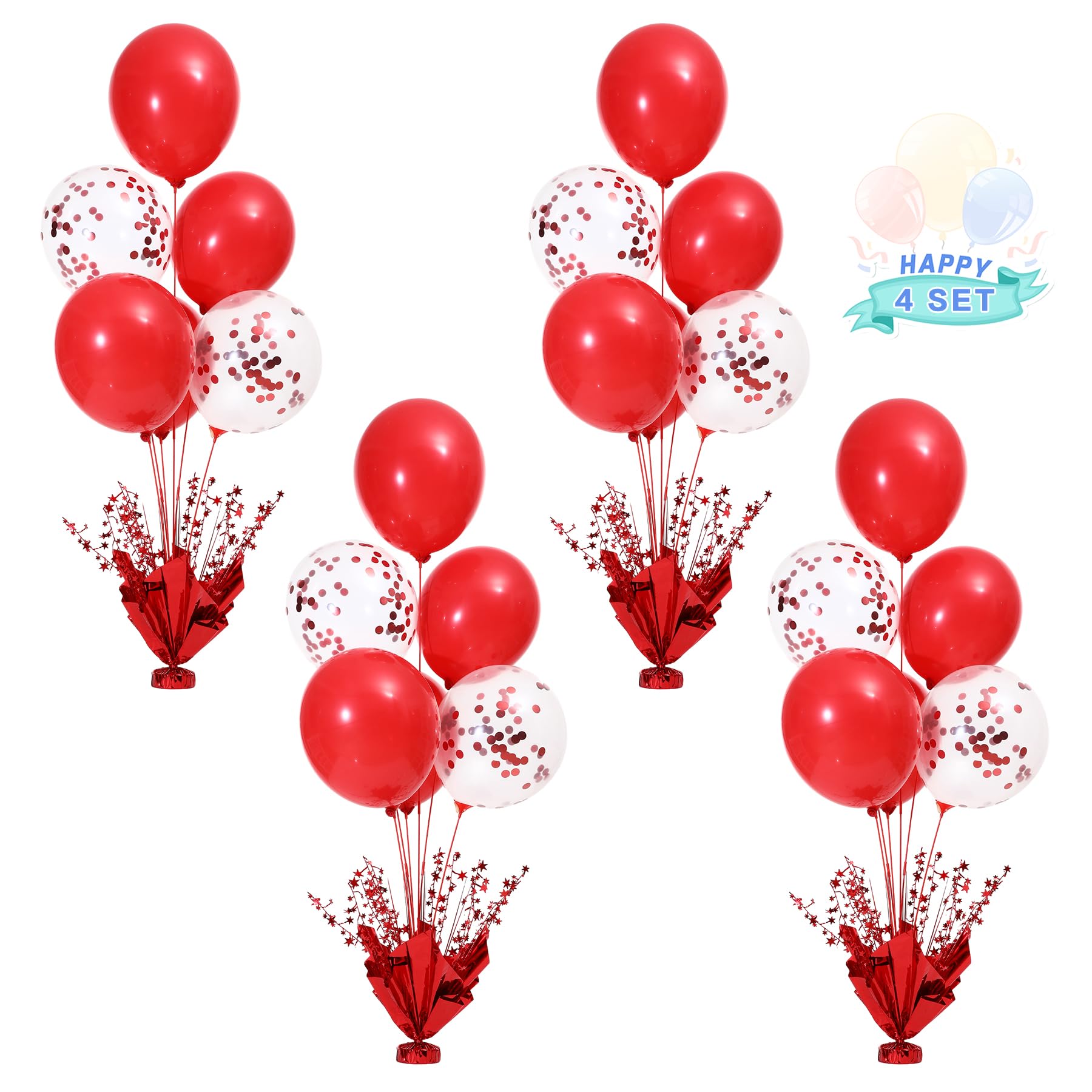 Suppromo four-set red balloon stand base provides sturdy table decorations.