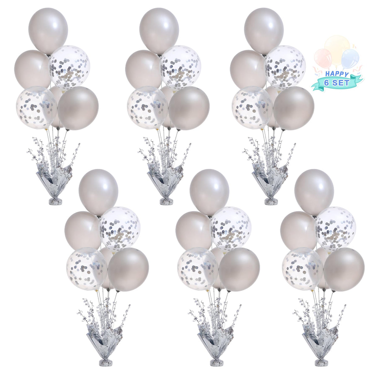 Suppromo silver balloon stand base keeps elegant centerpieces stable for parties.
