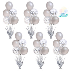 Suppromo silver balloon stand base keeps elegant centerpieces stable for parties.