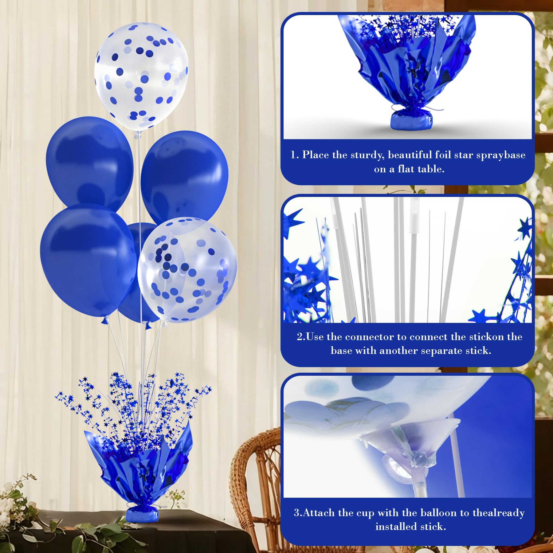 Suppromo royal blue centerpiece elevates any celebration