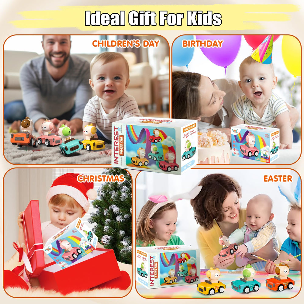 SUPVIB Press to Go pink car with animal driver for cozy playtime