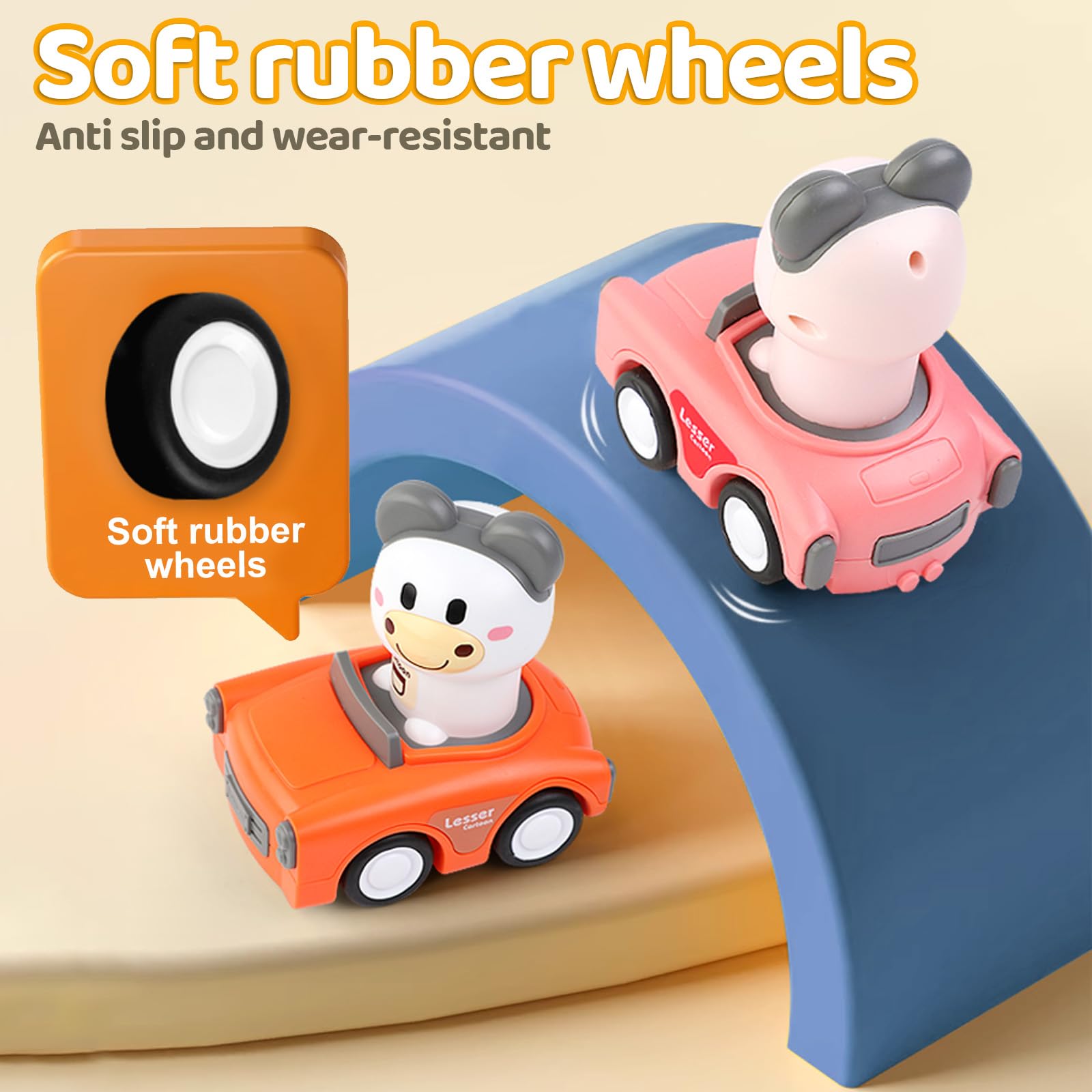 SUPVIB Press to Go elephant-push-action toy aids coordination.