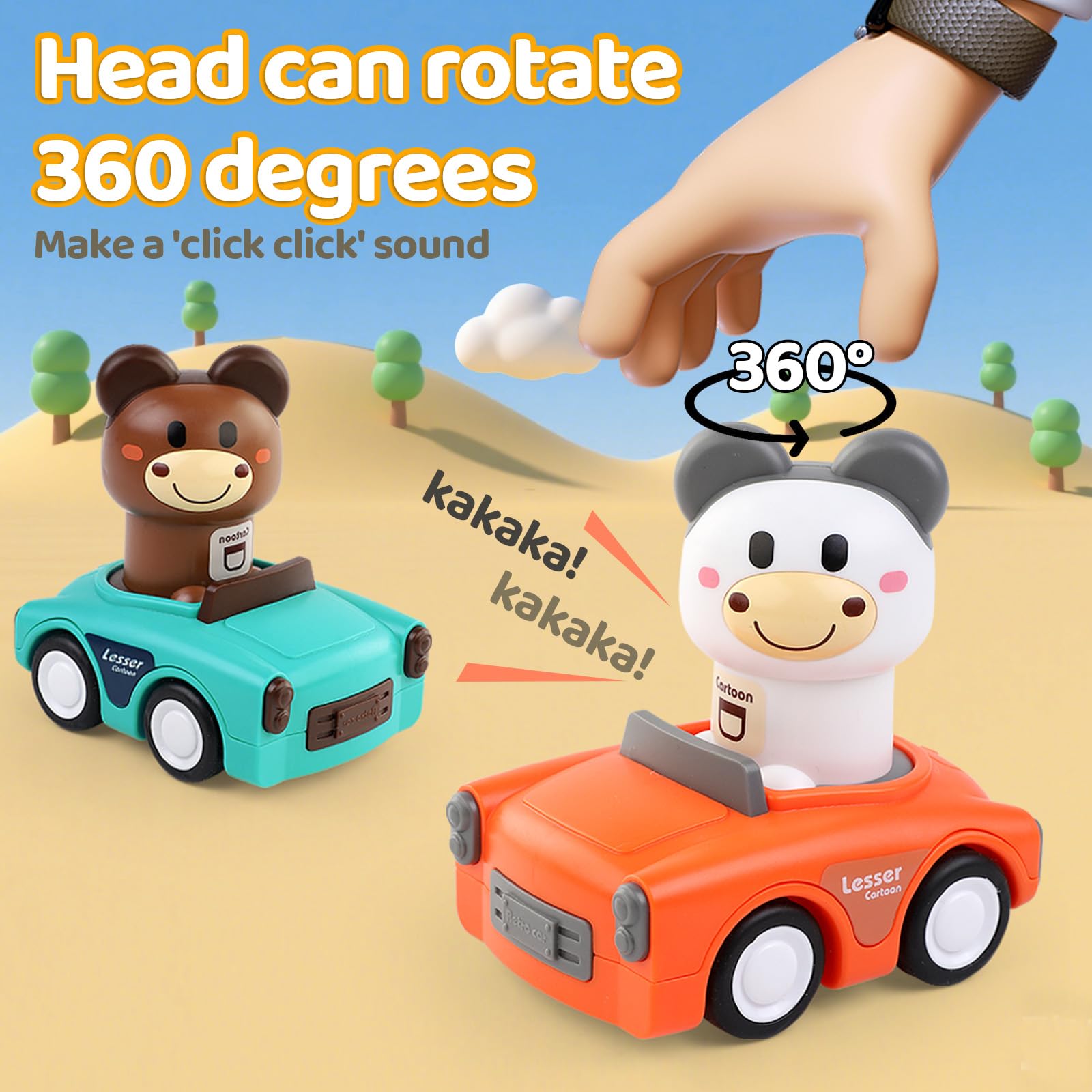SUPVIB Press to Go lion-glide-action toy supports grip development.