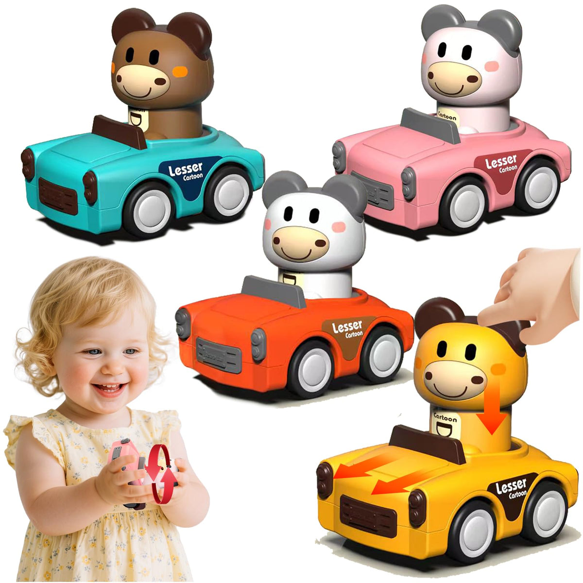 SUPVIB Press to Go lion-rotating-head toy promotes dexterity and directional exploration.