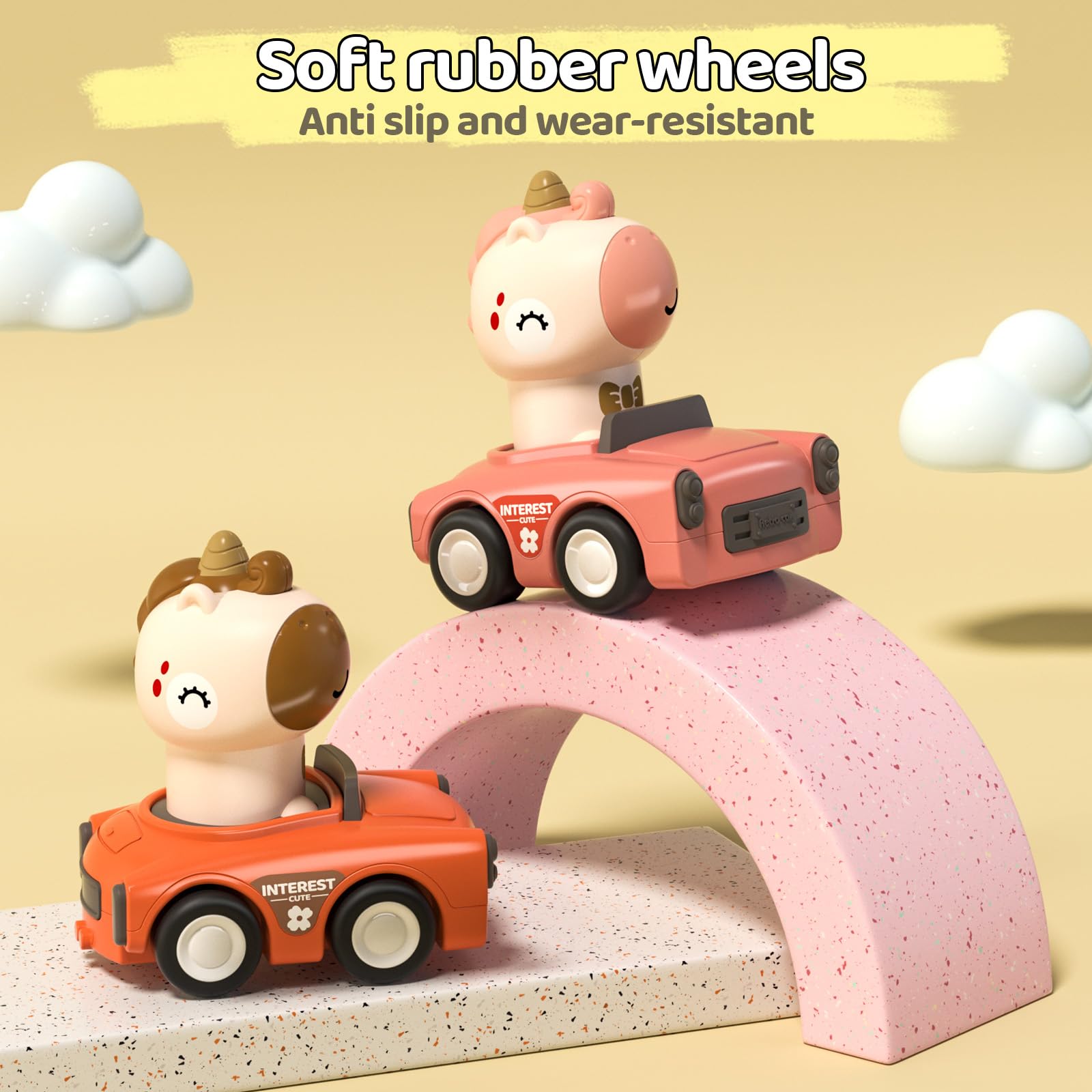 SUPVIB Press to Go car head rotates with click for cause-and-effect fun
