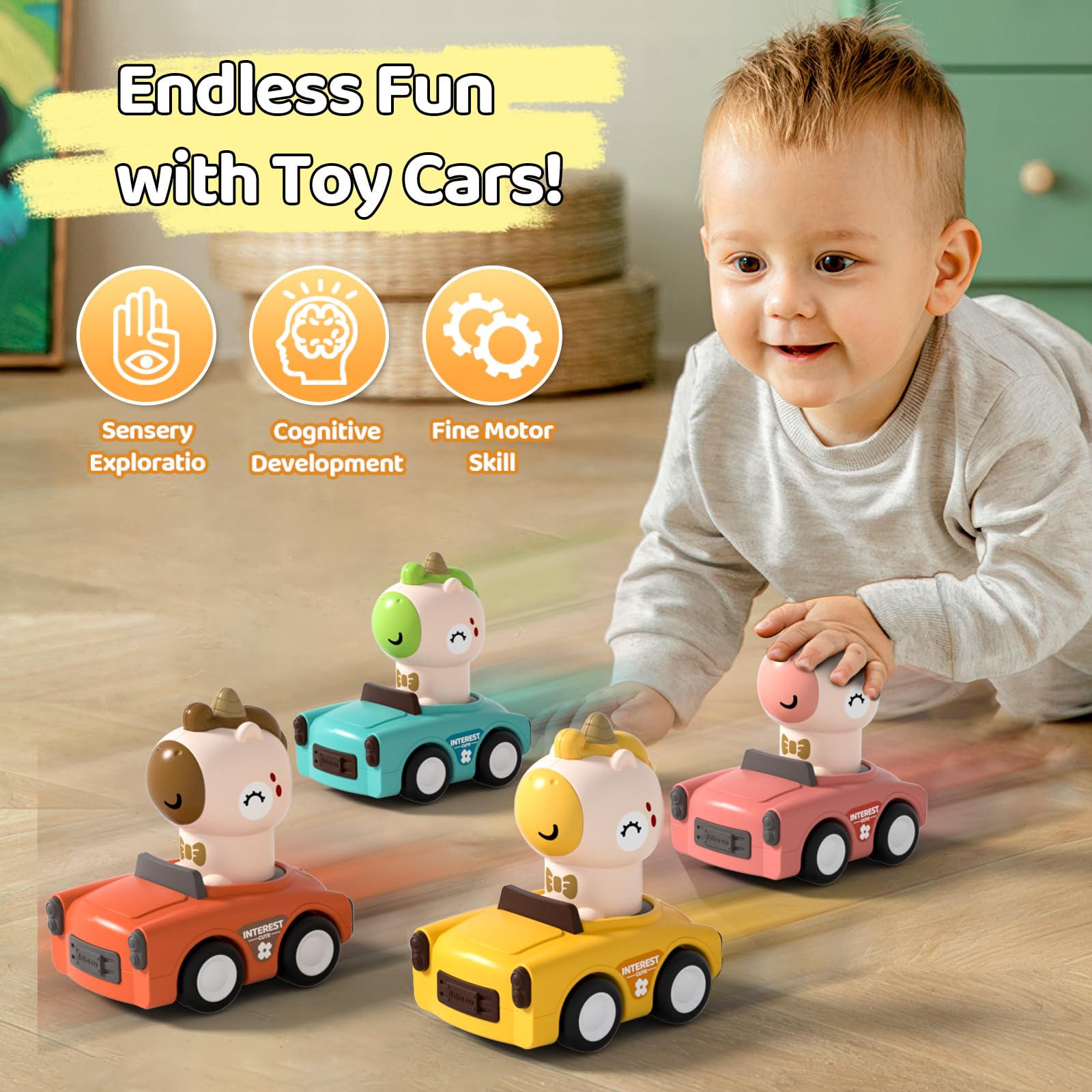 SUPVIB Press to Go car with soft anti-slip wheels for steady motion