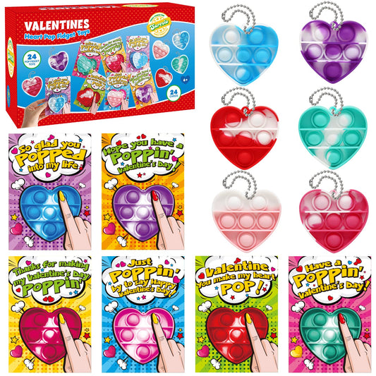 SURCVIO 24-pack pop-it Valentine cards for classroom gift exchange