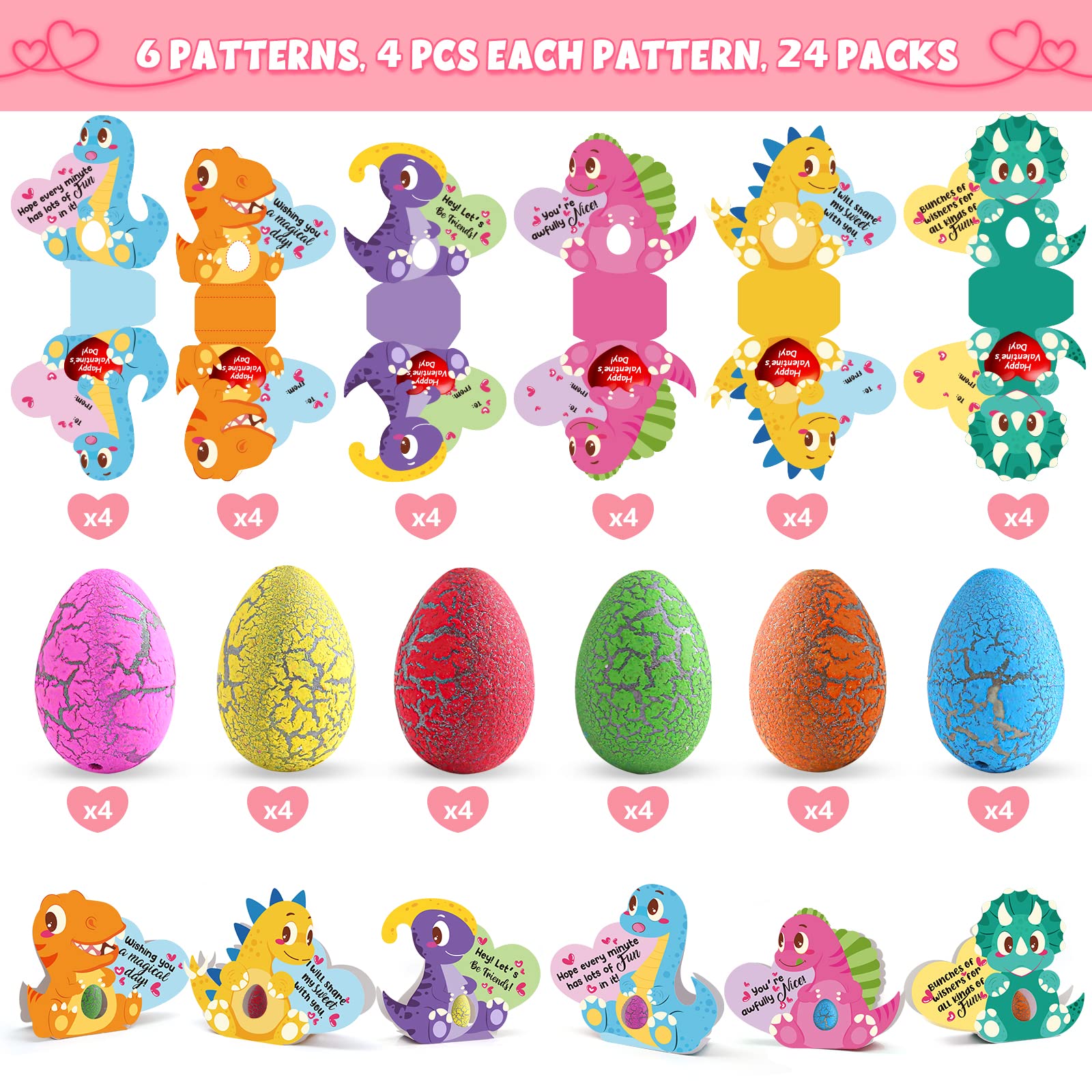 SURCVIO 3D dinosaur cards with six designs ready for Valentine exchanges