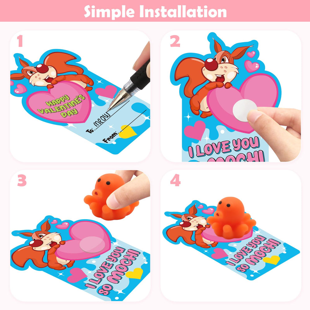 SURCVIO cute mochi squishies on cards to encourage social interaction.