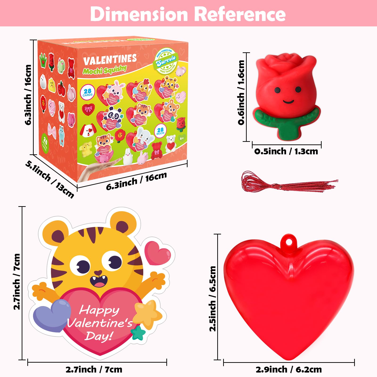SURCVIO valentines cards with seven designs for classroom exchanges