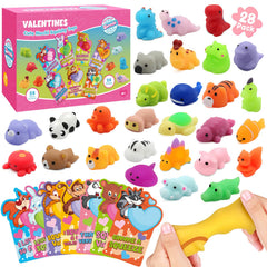 SURCVIO valentine mochi squishies 28-pack for classroom gift exchanges.