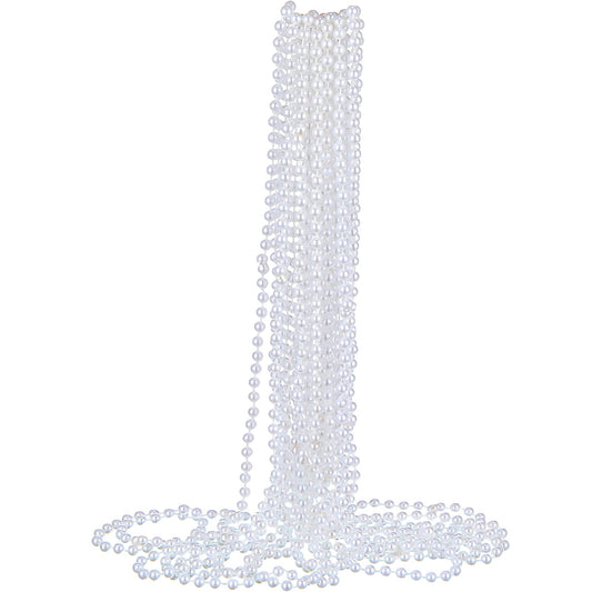 Sureio 12-pack fake pearl necklace in a long white strand for party wear.