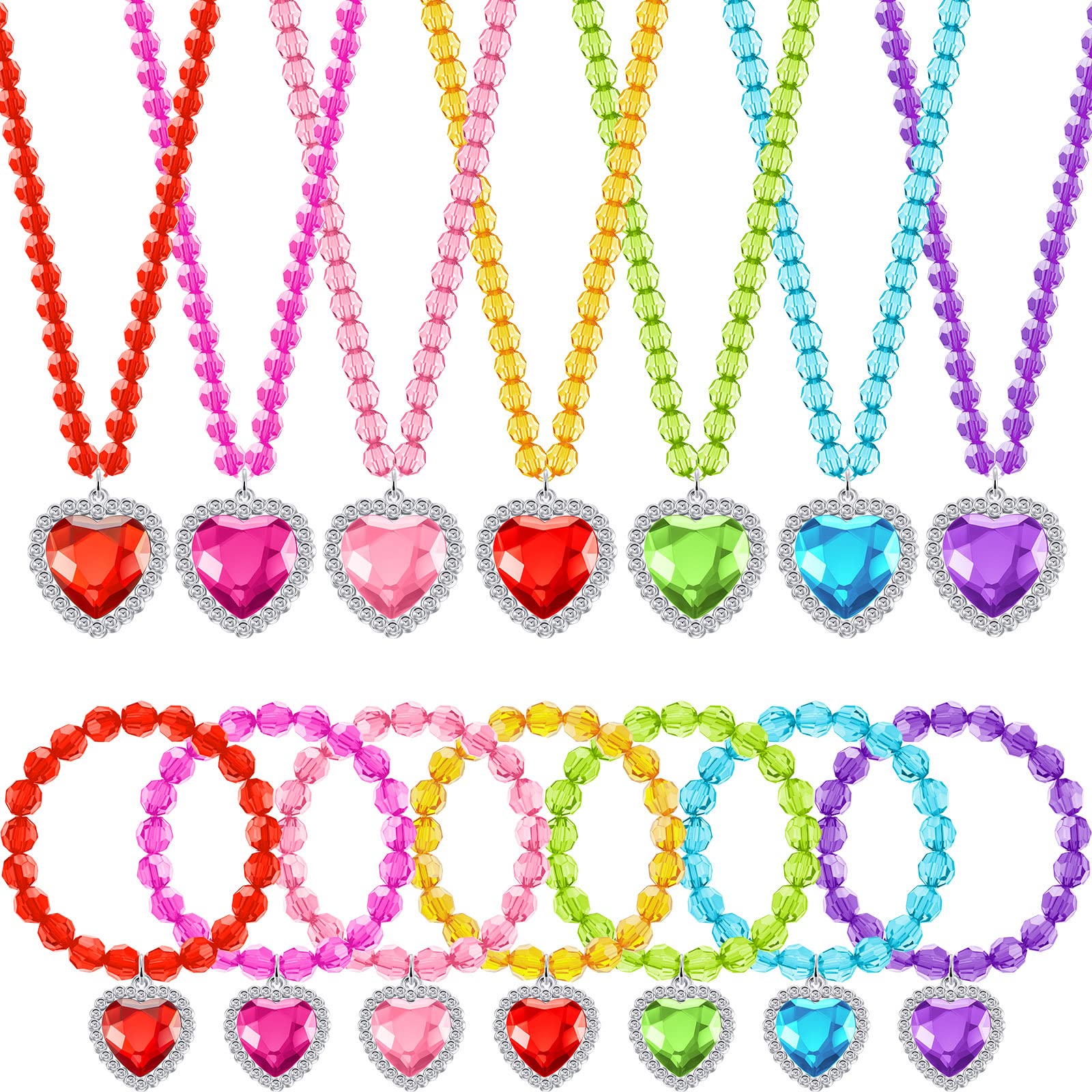 Sureio heart pendant necklaces for girls, ideal for princess party outfits.