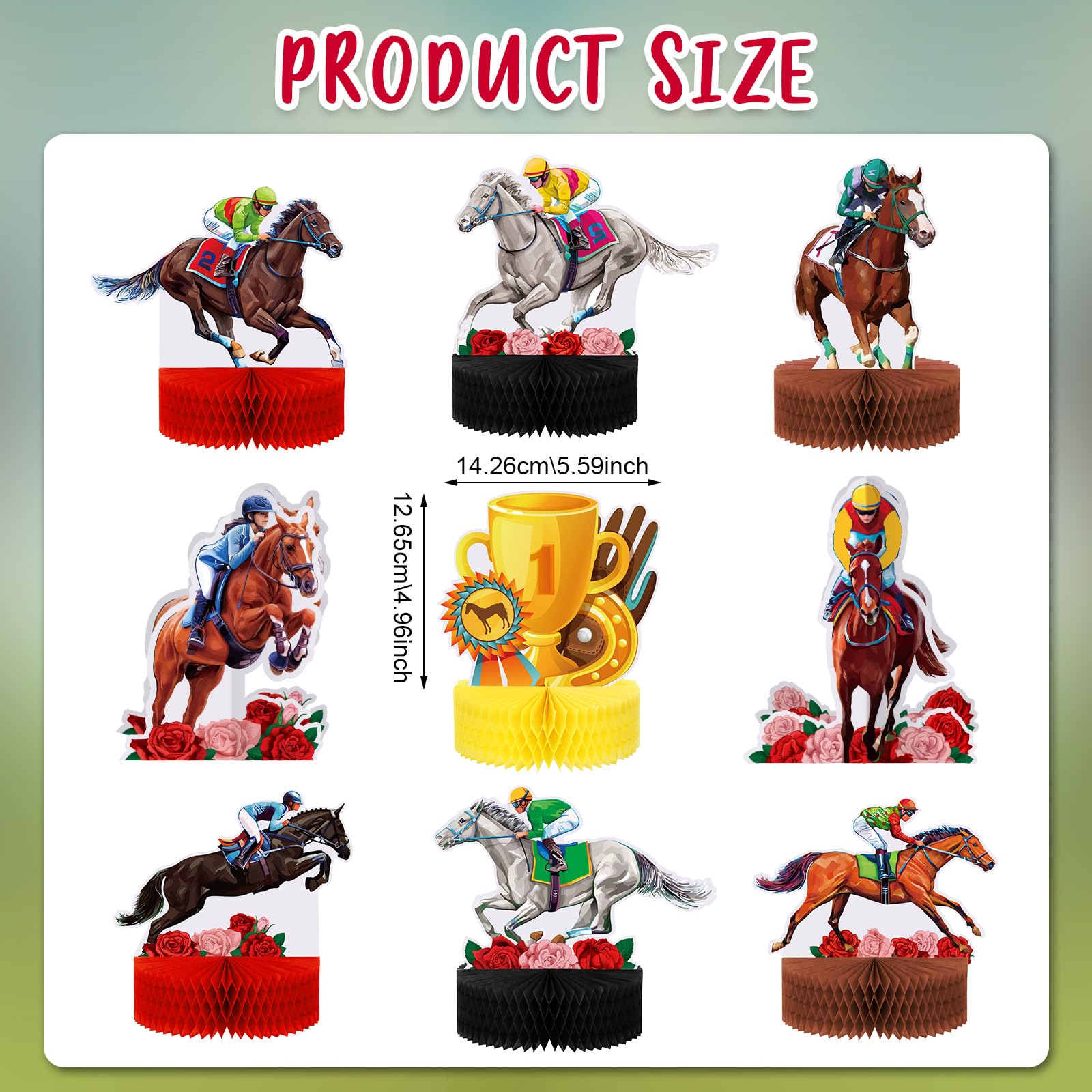 Sureio horse racing trophy motif centerpiece adds festive flair