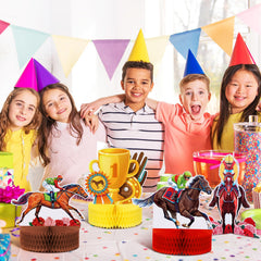 Sureio birthday party centerpiece brightens horse racing theme
